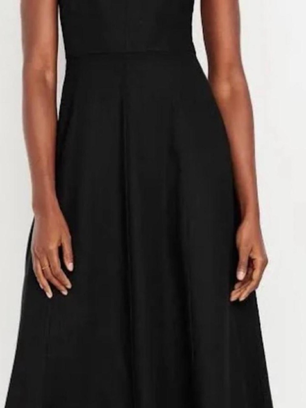 Old Navy Black Midi Fit-and-Flare Dress - Picture 2 of 5